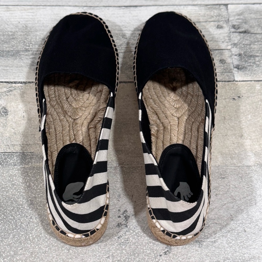 OFF-WHITE Women's Striped Canvas Espadrilles - Black / White - Sz - 7.5.US/38.EU - Picture 3 of 8